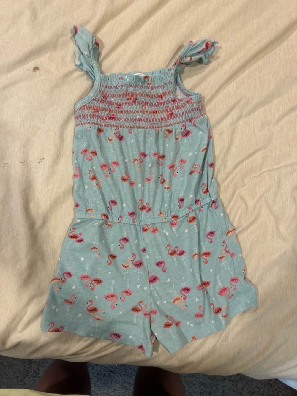 healthtex Light Blue Flamingo Print Girls' Romper